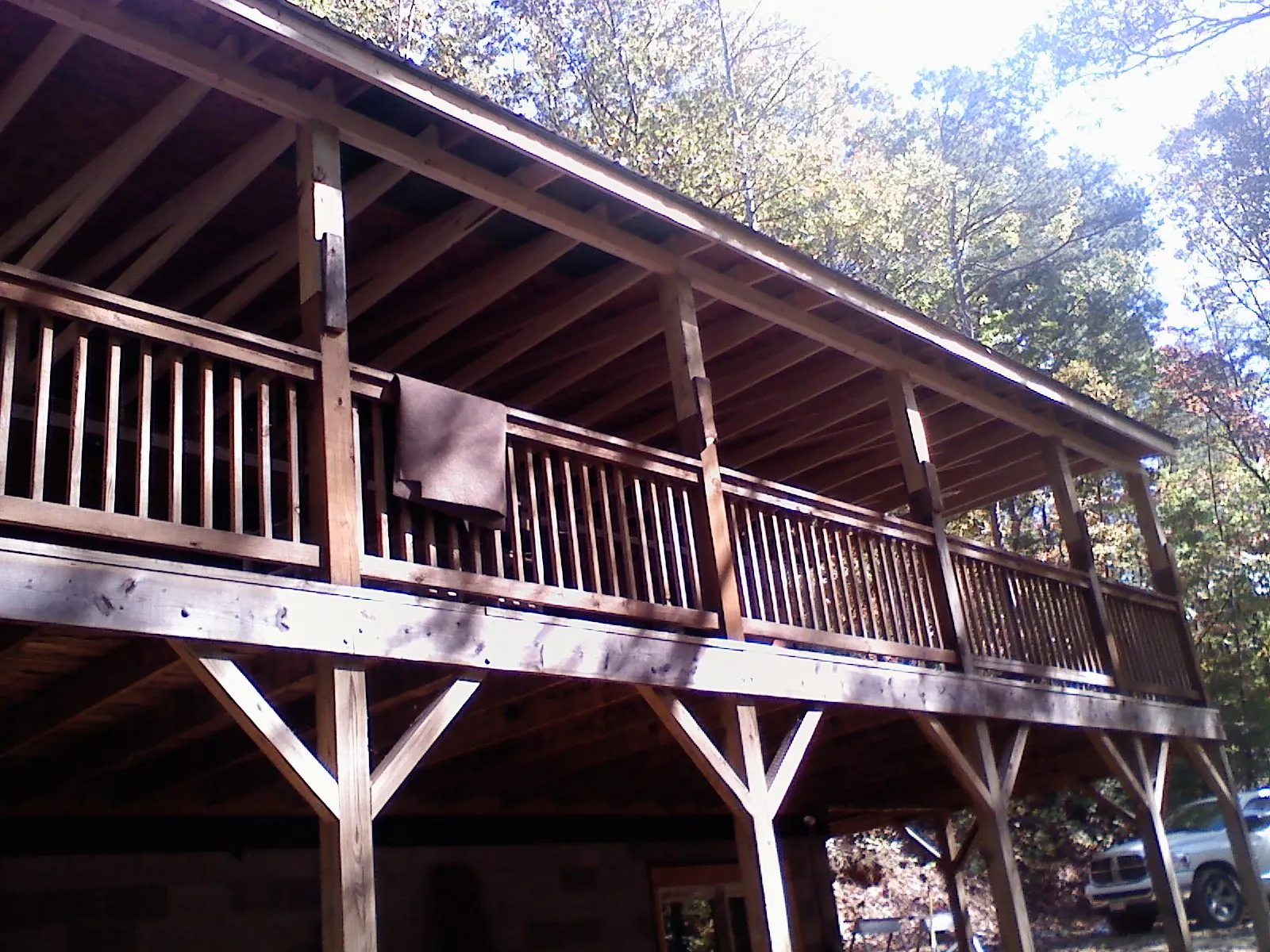 Timber framing under a new elevated porch and deck — Roof Leak Repair in Abington by Roofing Brothers
